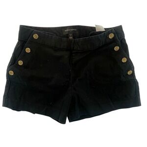 Banana‎ Republic Petite Size 2 Black Shorts Sailor Style Button Accent